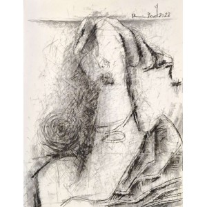 A. S. Rind, 22 x 28 Inch, Charcoal On Paper, Figurative Painting, AC-ASR-744